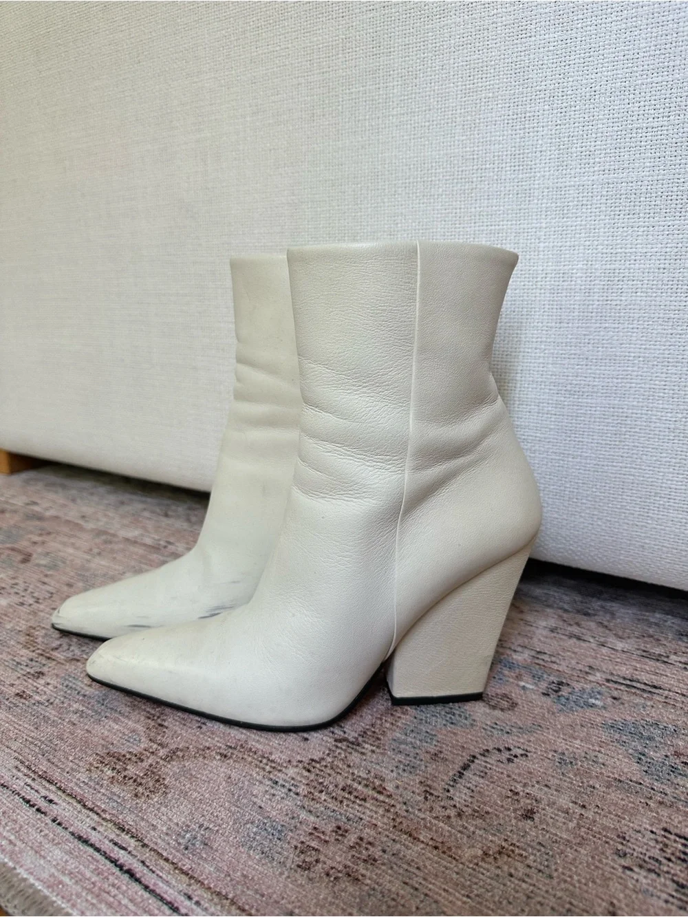 Paris Texas White Leather Ankle Boots
